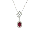 Ruby & Diamond Adjustable Necklace (1 ⅒ ct. tw.) in 14k White Gold