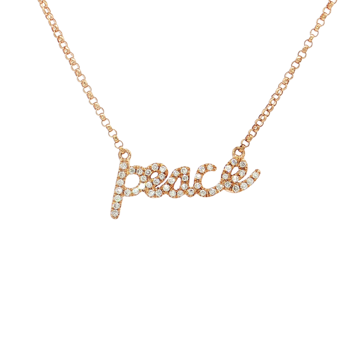 0.25 CTW Natural Colorless Nearly Flawless Diamond "peace" Necklace in 18kt Rose Gold