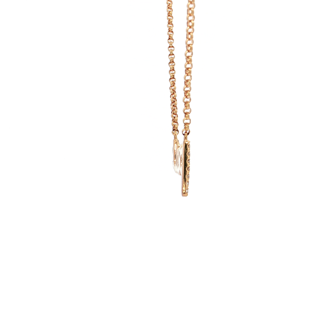 0.25 CTW Natural Colorless Nearly Flawless Diamond "peace" Necklace in 18kt Rose Gold