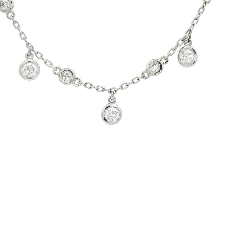 Bezel-Set Colorless Nearly Flawless Diamond Dangle Station Necklace (1 ½ ct. tw.) in 14k White Gold