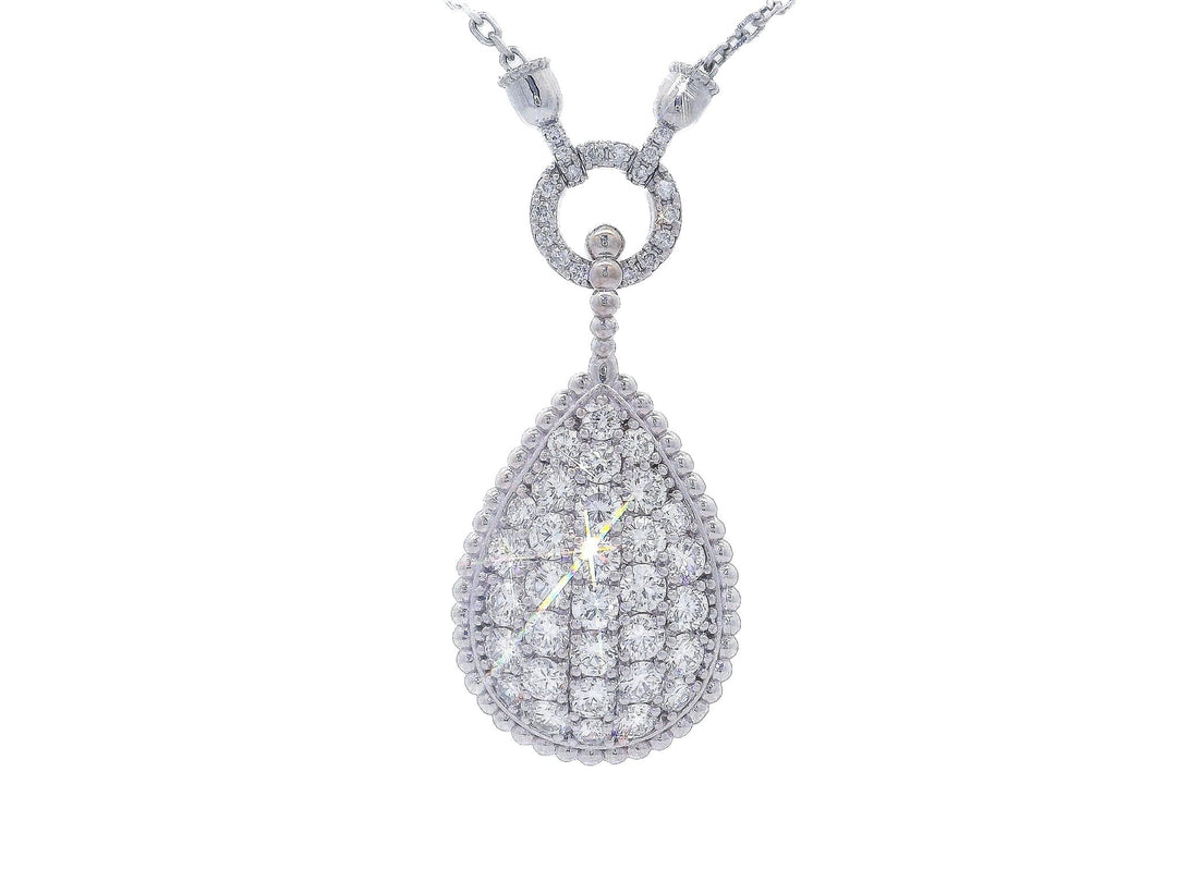 3.50 CTW Pear - Shaped Colorless & Nearly Flawless Diamond Cluster Pendant Necklace in 14kt White Gold – Jewelry Depot, Inc.