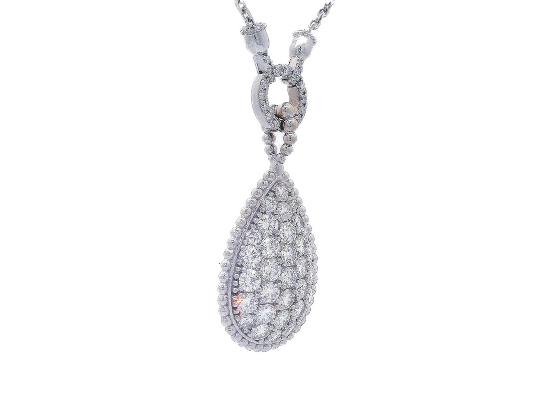 3.50 CTW Pear - Shaped Colorless & Nearly Flawless Diamond Cluster Pendant Necklace in 14kt White Gold – Jewelry Depot, Inc.