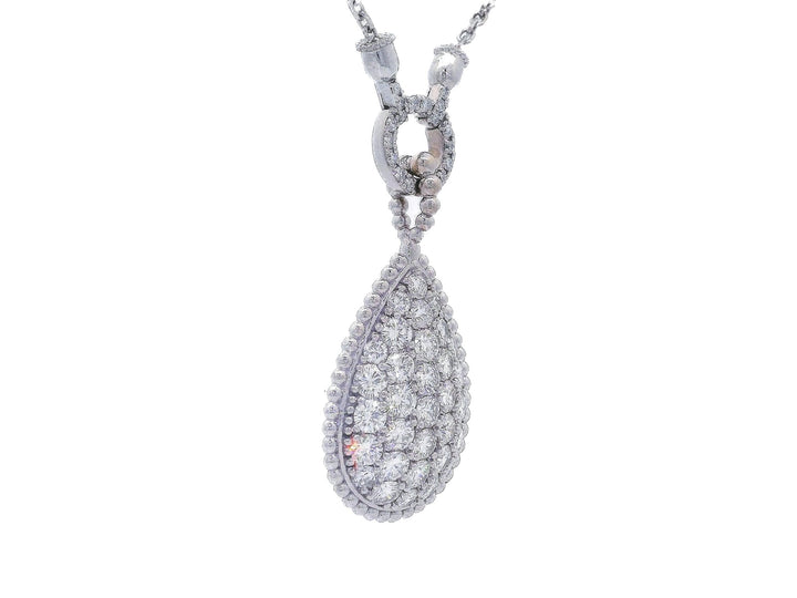 3.50 CTW Pear - Shaped Colorless & Nearly Flawless Diamond Cluster Pendant Necklace in 14kt White Gold – Jewelry Depot, Inc.
