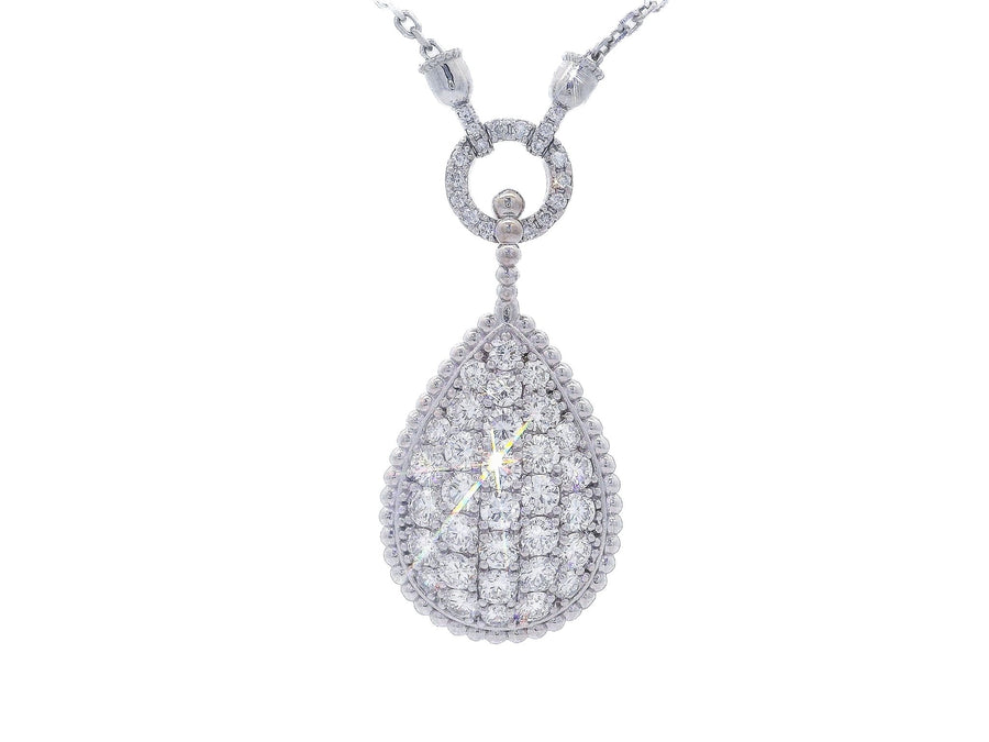 Pear-Shaped Colorless & Nearly Flawless Diamond Cluster Pendant Necklace (3 1/2 ct. tw.) 14k White Gold