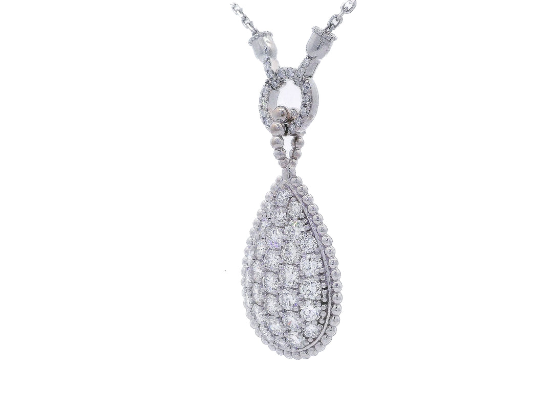 3.50 CTW Pear-Shaped Colorless Flawless Diamond Cluster Pendant Necklace in 14KT White Gold