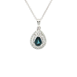 Vivid Sapphire & Nearly Flawless Colorless Diamond Pendant Necklace (1 ¼ ct. tw.) in 18k White Gold