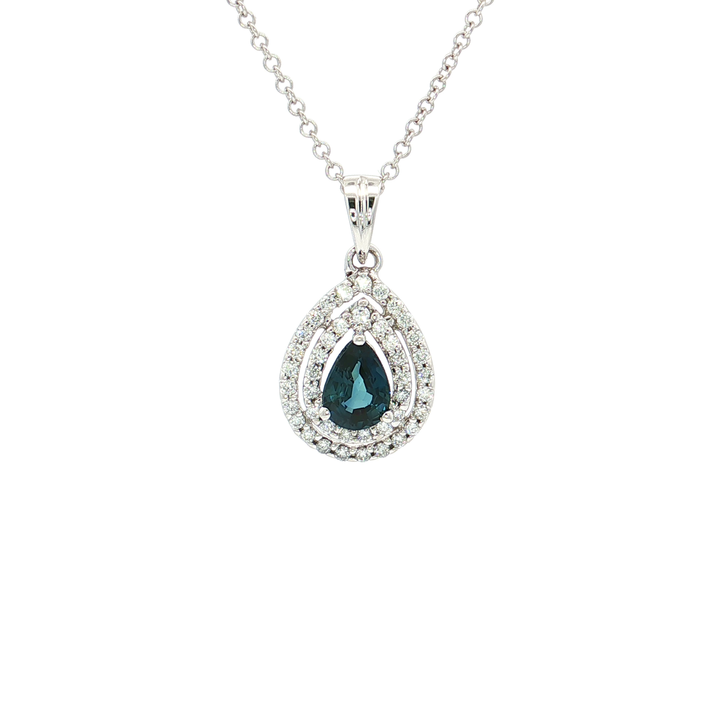 Vivid Sapphire & Nearly Flawless Colorless Diamond Pendant Necklace (1 ¼ ct. tw.) in 18k White Gold