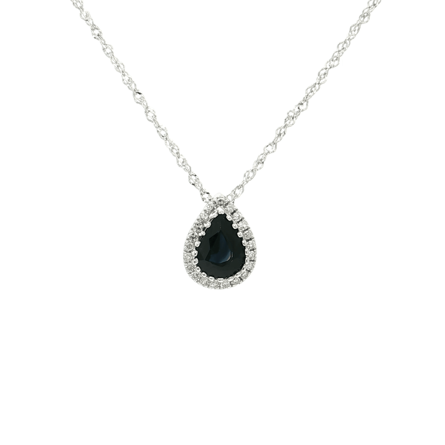 Sapphire & Diamond Water Drop Necklace (1 1/6 ct. tw.) 14k White Gold