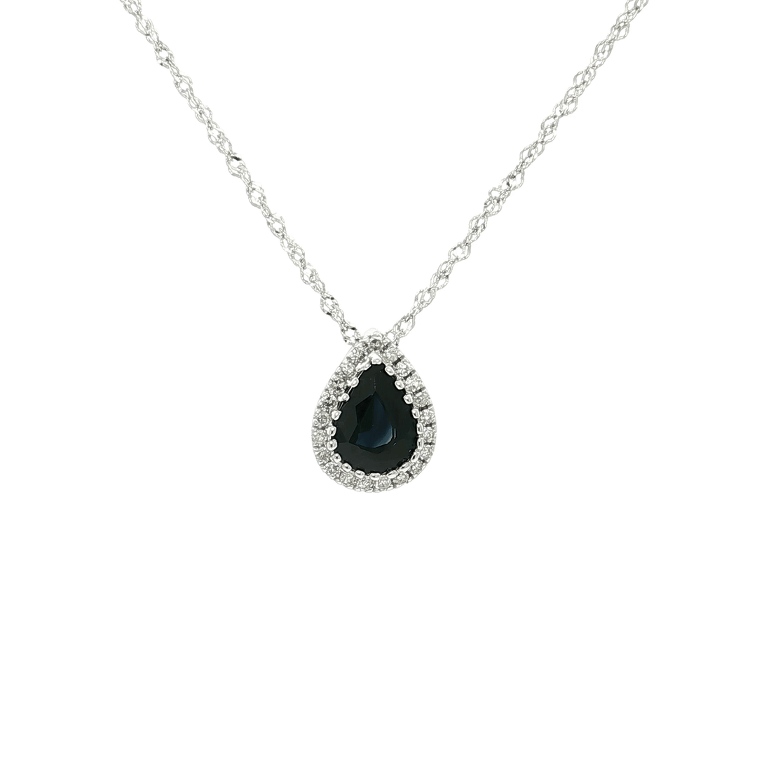 1.15 CTW Natural Sapphire & Natural Diamond Water Drop Necklace in 14kt White Gold – Jewelry Depot, Inc.