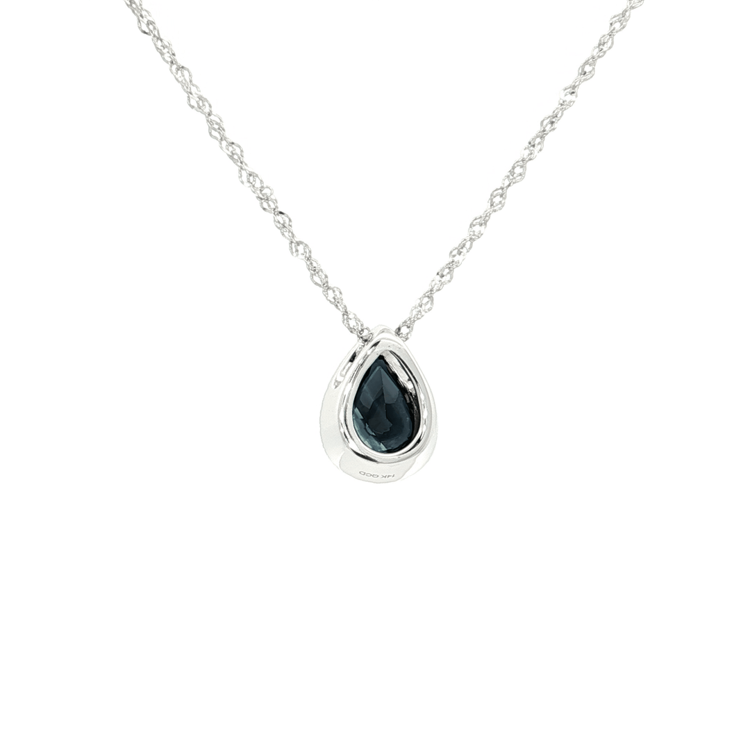 1.15 CTW Natural Sapphire & Natural Diamond Water Drop Necklace in 14kt White Gold – Jewelry Depot, Inc.
