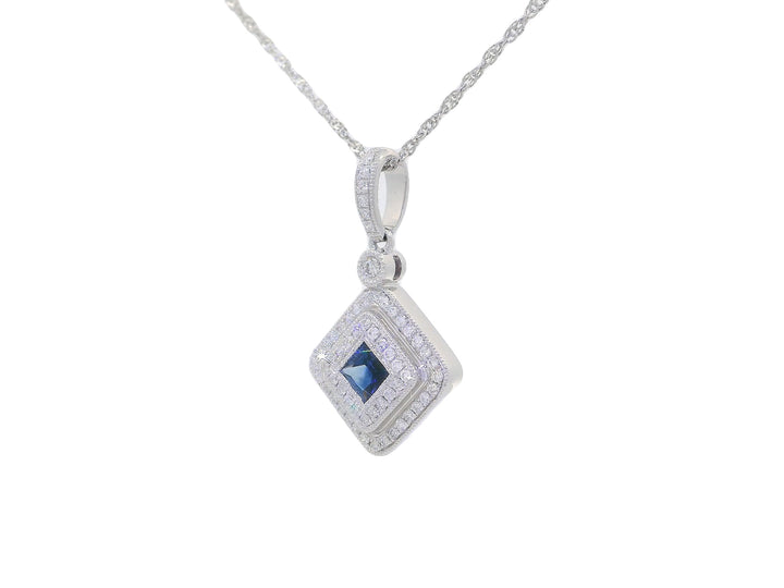 0.80 CTW Natural Diamond & AAAA Grade Natural Sapphire Pendant Necklace set in 14kt White Gold – Jewelry Depot, Inc.