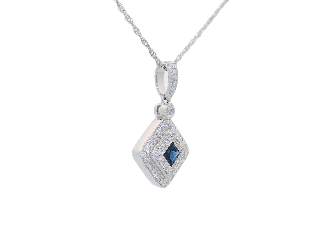 0.80 CTW Natural Diamond & AAAA Grade Natural Sapphire Pendant Necklace set in 14kt White Gold – Jewelry Depot, Inc.