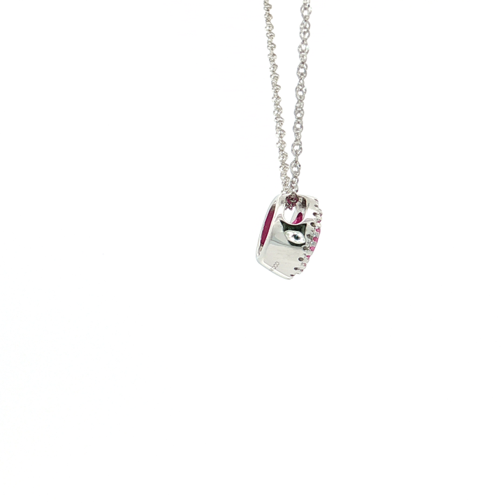 1.25 CTW Natural Ruby & Diamond Pendant Necklace in 14kt White Gold