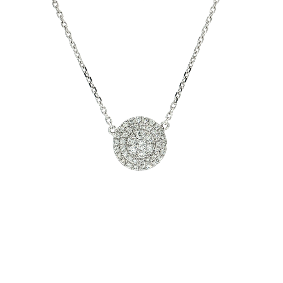 Diamond Circle Cluster Pendant Necklace (3/4 ct. tw.) 18k White Gold
