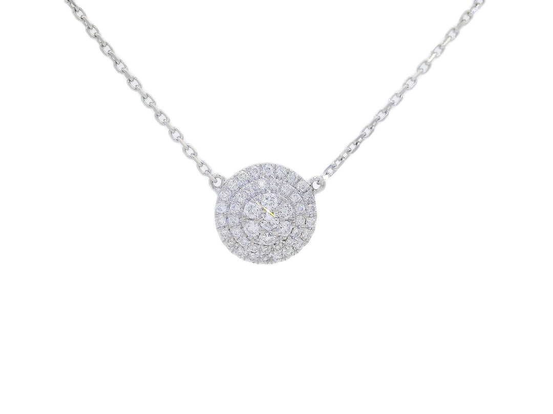 0.75 CTW Natural Diamond Circle Cluster Pendant set in 18kt White Gold on a 18kt White Gold Cable Necklace – Jewelry Depot, Inc.