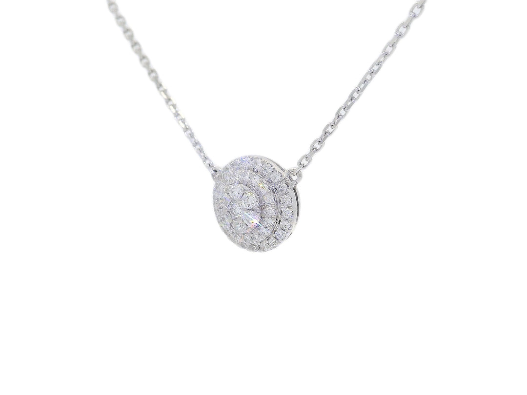 0.75 CTW Natural Diamond Circle Cluster Pendant set in 18kt White Gold on a 18kt White Gold Cable Necklace – Jewelry Depot, Inc.