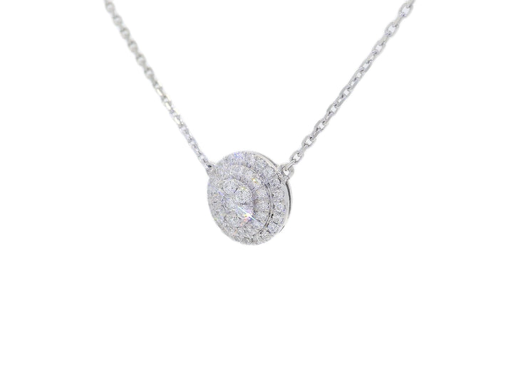 0.75 CTW Natural Diamond Circle Cluster Pendant set in 18kt White Gold on a 18kt White Gold Cable Necklace – Jewelry Depot, Inc.