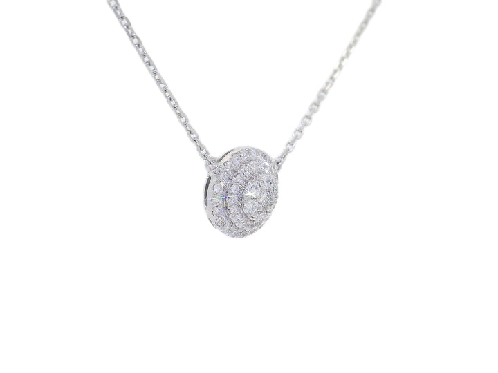 0.75 CTW Natural Diamond Circle Cluster Pendant set in 18kt White Gold on a 18kt White Gold Cable Necklace – Jewelry Depot, Inc.