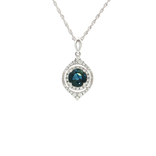 Deep Vivid Blue Sapphire & Diamond Pendant Necklace (1 ⅗ ct. tw.) in 14k White Gold
