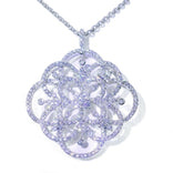 Large Snowflake CZ Pendant Necklace in 14k White Gold & Sterling Silver