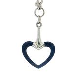 Blue Enamel Anchor Heart Pendant Necklace in Sterling Silver