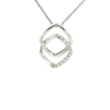 Interlocking Square Cubic Zirconia Pendant Necklace in Sterling Silver