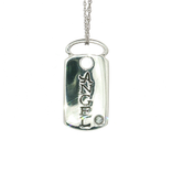 Angel Cubic Zirconia Dog Tag Pendant Necklace in Sterling Silver