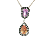 Pear Citrine Pink Topaz Cubic Zirconia Halo Pendant Necklace (5 ct. tw.) in Sterling Silver