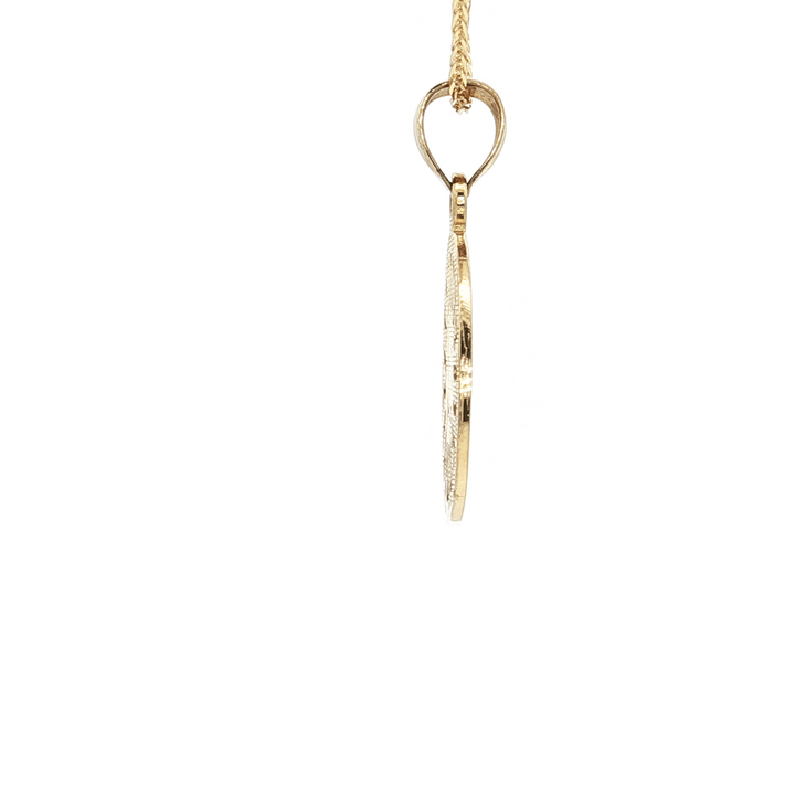 Sun Face Celestial Pendant Necklace on an 18" Square Diamond Cut Spiga Wheat Chain in Solid 14kt Yellow Gold – Jewelry Depot, Inc.