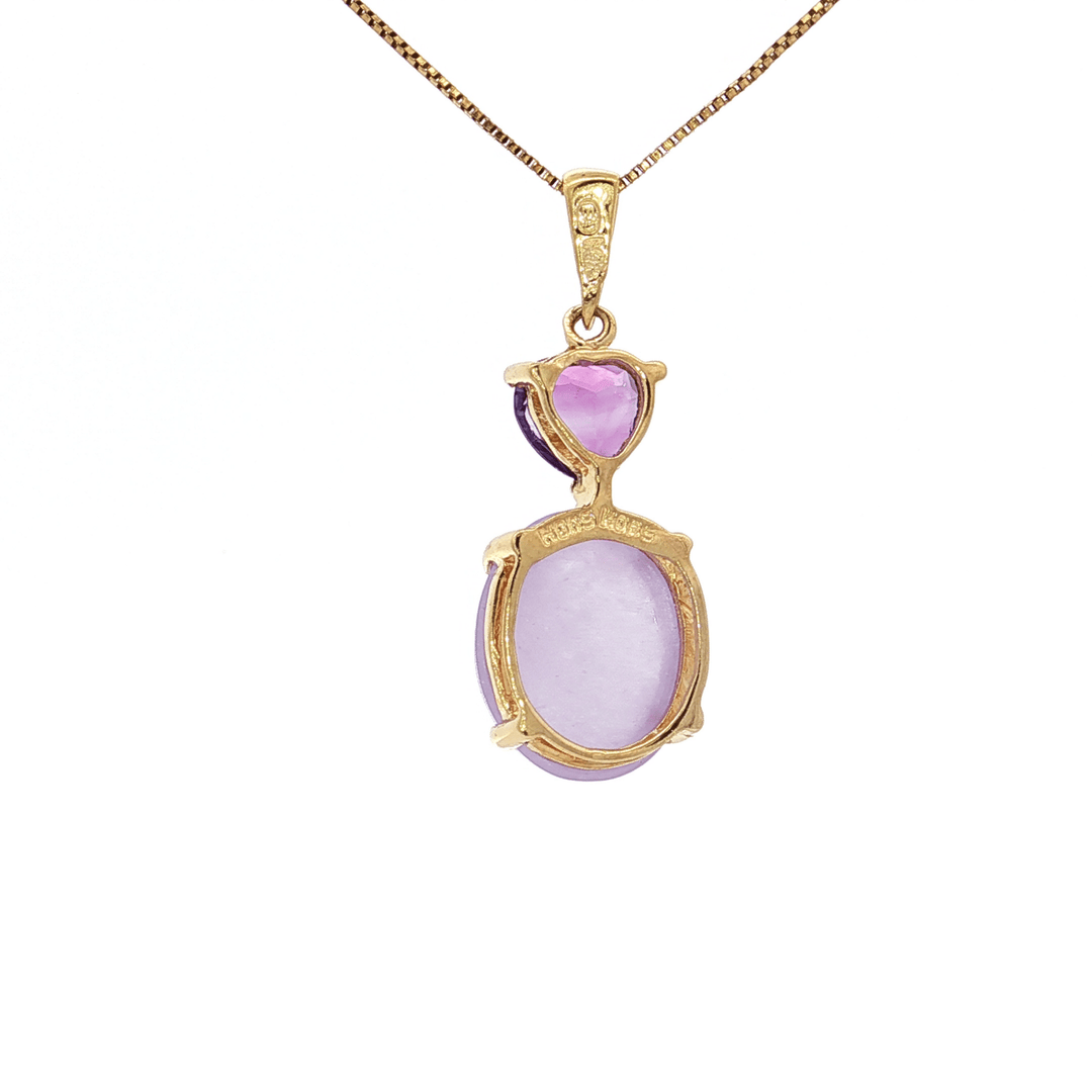 6.35 CTW Natural Purple Jade & Amethyst Pendant Necklace in 14kt Yellow Gold – Jewelry Depot, Inc.