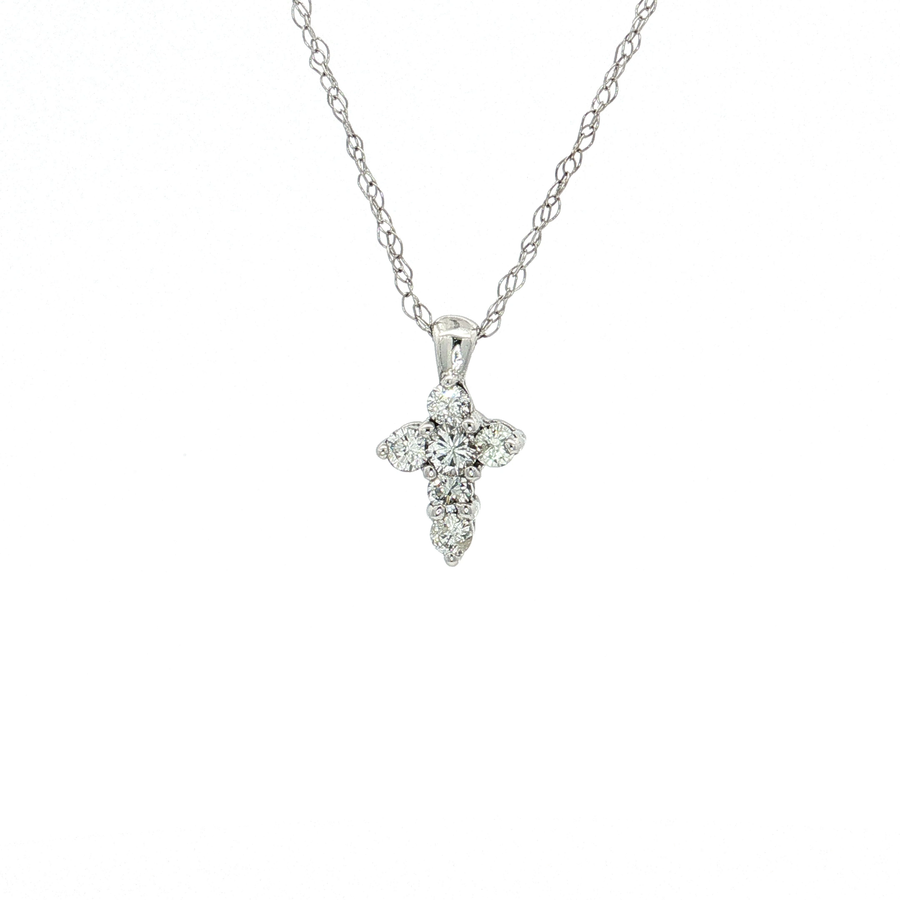 Near-Colorless Diamond Cross Pendant Necklace (1/3 ct. tw.) 14k White Gold