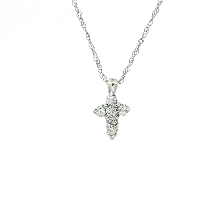 Near-Colorless Diamond Cross Pendant Necklace (⅓ ct. tw.) in 14k White Gold
