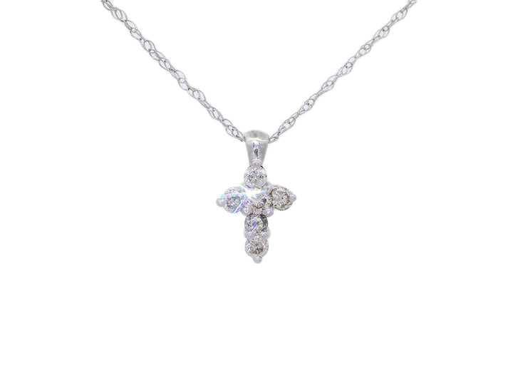 0.20 CTW Natural Diamond Cross Pendant Necklace in 14KT White Gold