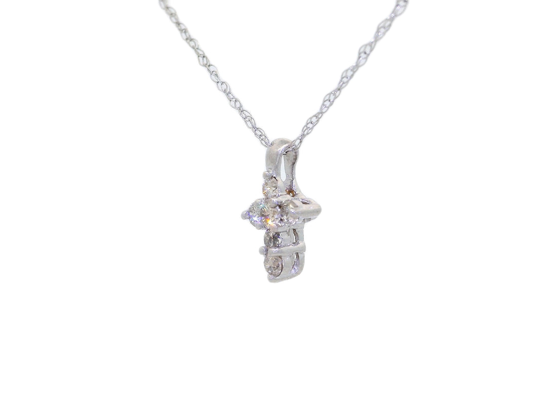 0.20 CTW Natural Diamond Cross Pendant Necklace in 14KT White Gold