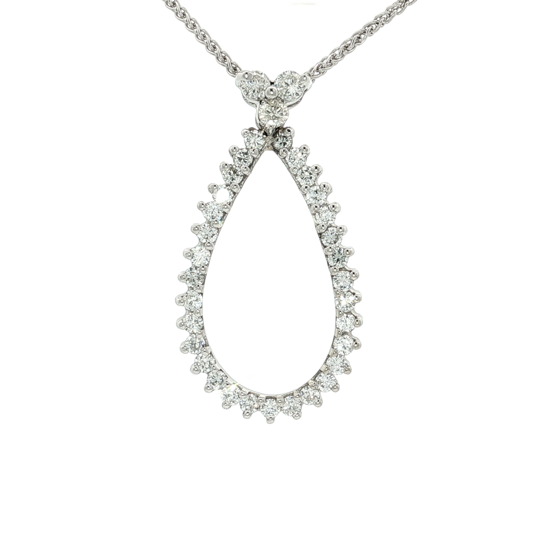 Open Pear Diamond Pendant 14k White Gold