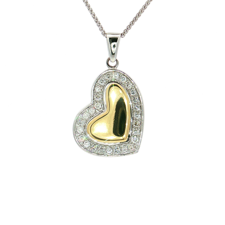 Colorless Nearly Flawless Diamond Heart Pendant Necklace (1 ct. tw.) in 18k White & Yellow Gold