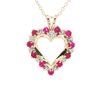 Open Ruby & Diamond Heart Pendant Necklace (1 1/10 ct. tw.) in 10k Yellow Gold