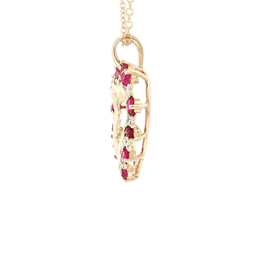 1.05 CTW Natural AAA Grade Ruby & Diamond Open Heart Pendant in 10kt Yellow Gold – Jewelry Depot, Inc.