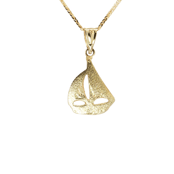 Sailboat Pendant Necklace on an 18" Square Diamond Cut Spiga Wheat Chain in Solid 14kt Yellow Gold – Jewelry Depot, Inc.