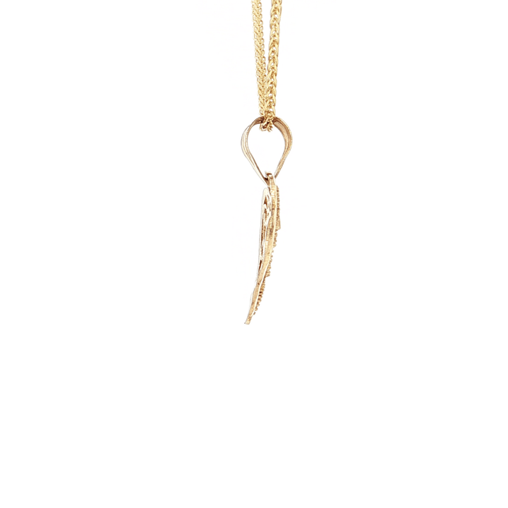 Open Filagree Solid Gold Heart Pendant Necklace on an 18" Square Diamond Cut Spiga Wheat Chain in Solid 14kt Yellow Gold – Jewelry Depot, Inc.