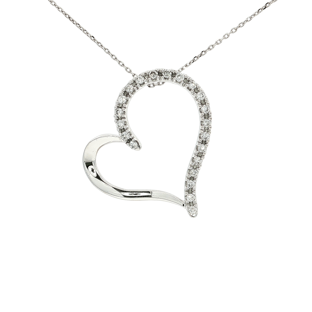 0.50 CTW Natural Round Brilliant Cut Colorless Nearly Flawless Diamonds in an Open Heart Pendant Necklace in 14kt White Gold – Jewelry Depot, Inc.
