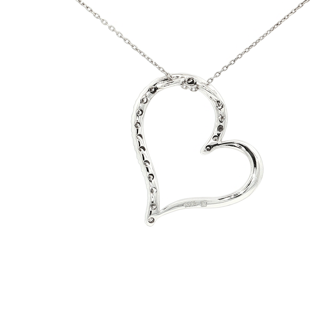 0.50 CTW Natural Round Brilliant Cut Colorless Nearly Flawless Diamonds in an Open Heart Pendant Necklace in 14kt White Gold – Jewelry Depot, Inc.