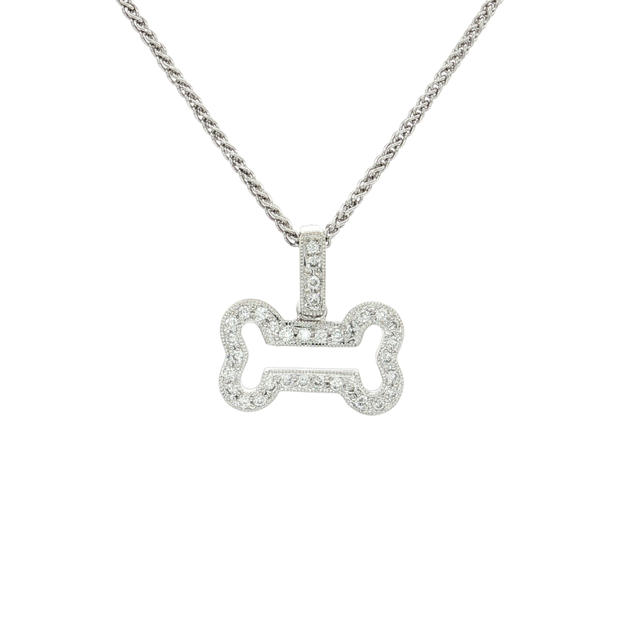 Diamond Open Bone Pendant Necklace (1/4 ct. tw.) 14k White Gold