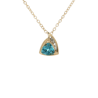 1.20 CTW Natural Swiss Blue Topaz & Diamond Pendant on an 18" Cable Chain in Solid 10kt Yellow Gold – Jewelry Depot, Inc.