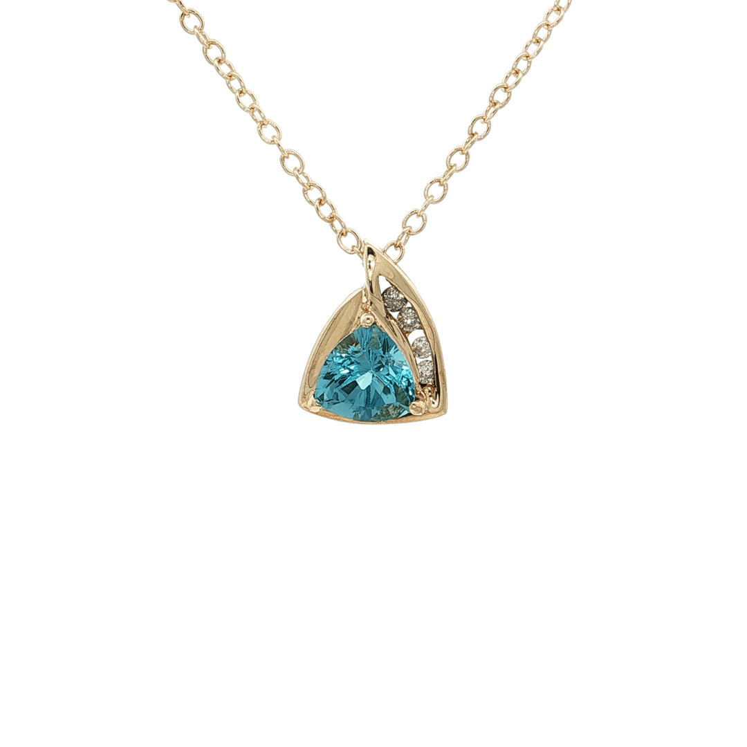 1.20 CTW Natural Swiss Blue Topaz & Diamond Pendant on an 18" Cable Chain in Solid 10kt Yellow Gold – Jewelry Depot, Inc.
