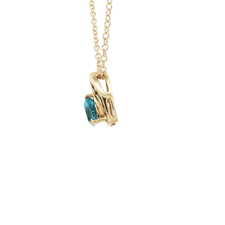1.20 CTW Natural Swiss Blue Topaz & Diamond Pendant on an 18" Cable Chain in Solid 10kt Yellow Gold – Jewelry Depot, Inc.