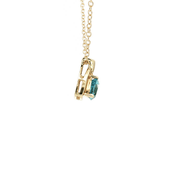 1.20 CTW Natural Swiss Blue Topaz & Diamond Pendant on an 18" Cable Chain in Solid 10kt Yellow Gold – Jewelry Depot, Inc.