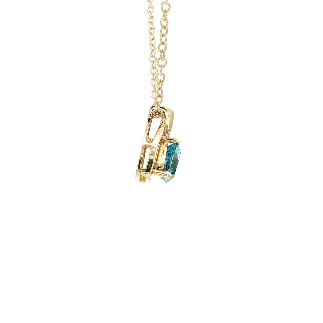 1.20 CTW Natural Swiss Blue Topaz & Diamond Pendant on an 18" Cable Chain in Solid 10kt Yellow Gold – Jewelry Depot, Inc.