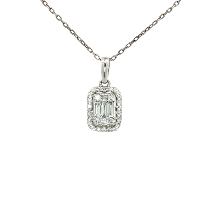 Cluster Halo Near-Colorless Near-Flawless Diamond Pendant Necklace (¾ ct. tw.) in 14k White Gold