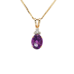Deep Purple Amethyst & Diamond Pendant Necklace (2.19 ct. tw.) in 14k Yellow Gold, 18" Chain